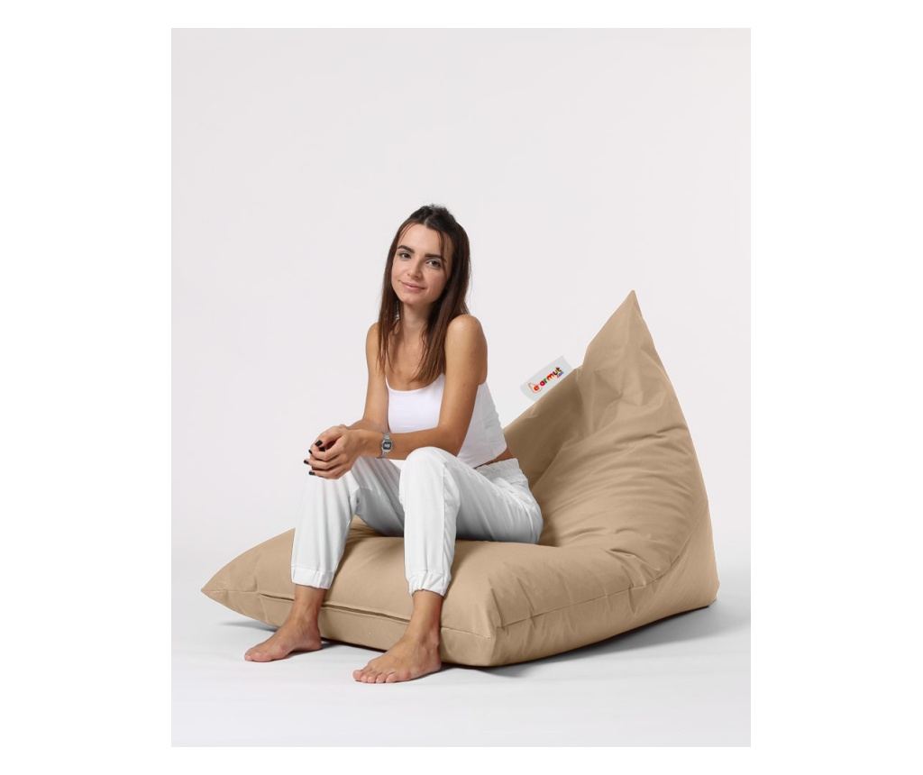 Fotoliu tip sac de gradină Bean Bag, Puf de pat mare piramida - Mink - 5