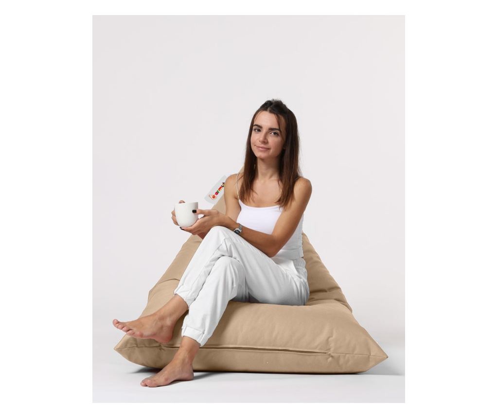 Fotoliu tip sac de gradină Bean Bag, Puf de pat mare piramida - Mink - 6