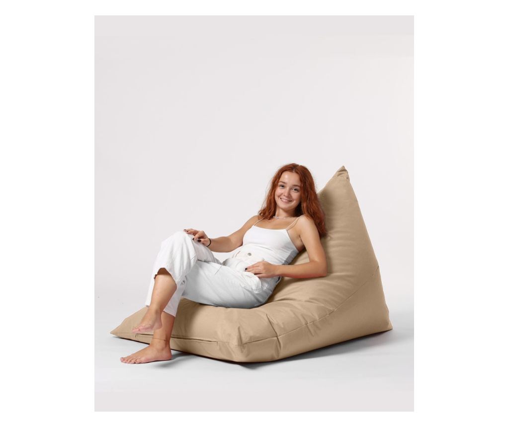 Fotoliu tip sac de gradină Bean Bag, Puf de pat mare piramida - Mink - 7