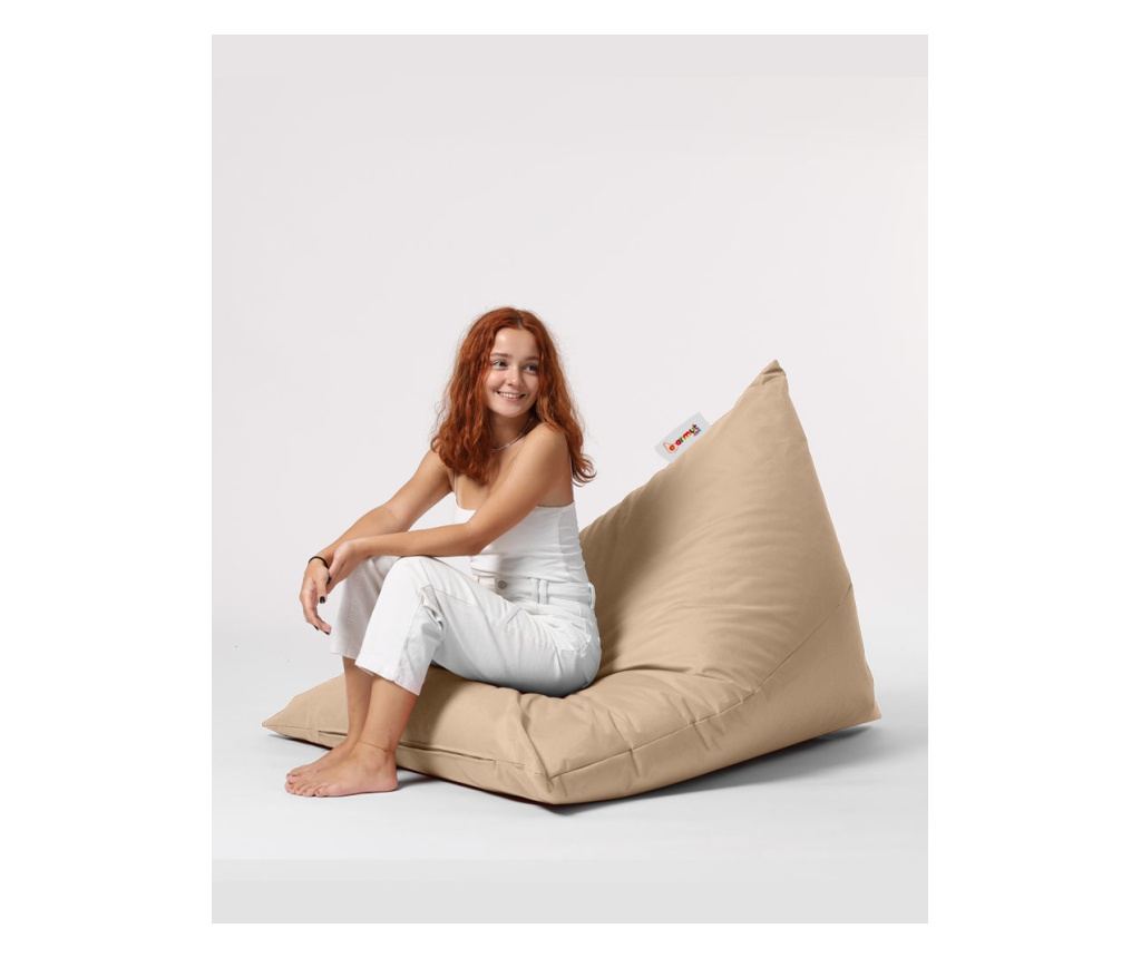 Fotoliu tip sac de gradină Bean Bag, Puf de pat mare piramida - Mink - 8