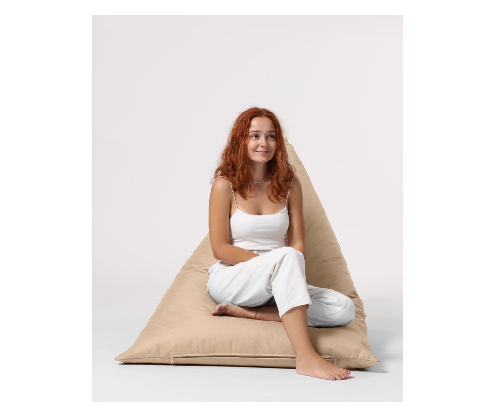 Fotoliu tip sac de gradină Bean Bag, Puf de pat mare piramida - Mink - 9