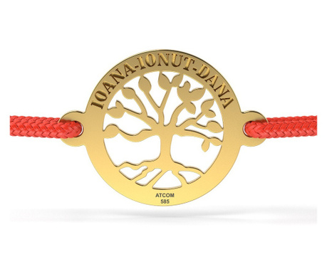 Bratara din aur galben cu snur model Copacul vietii personalizat