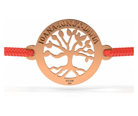 Bratara din aur roz cu snur model Copacul vietii personalizat