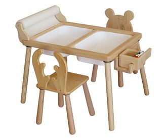Dječji stol set Roll and 2 Chairs - White