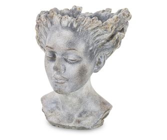 Ghiveci piatra, chip femeie, gri antichizat, 28x22x28 cm