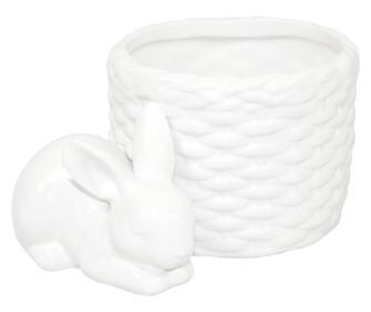 Decoratiune portelan iepuras cu ghiveci 8,5x16x11,5 cm