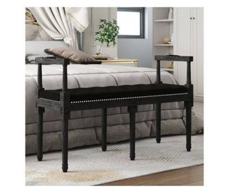 Klupa, crna, 110x40x70 cm, baršun