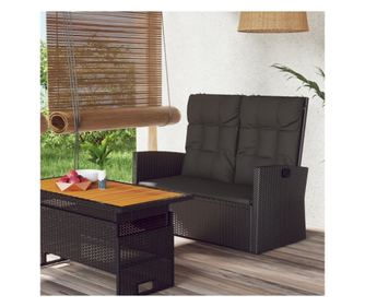 sszecsukhat kerti pad pernkkal, fekete, 118 cm, polirattan