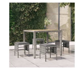 Taburete de grădină cu perne, 4 buc., gri, poliratan