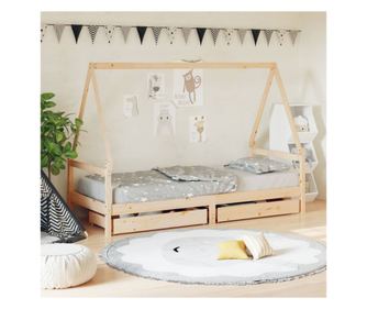 Παιδικό Κρεβάτι με Συρτάρια, 90x200 εκ., Από Μασίφ Ξύλο Πεύκου