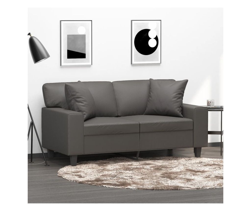 Perne decorative, 2 buc., gri, 40x40 cm, piele ecologică