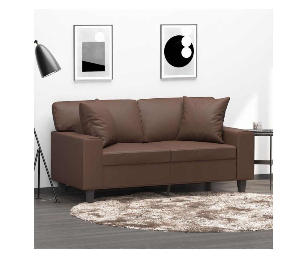 Perne decorative, 2 buc., maro, 40x40 cm, piele ecologică