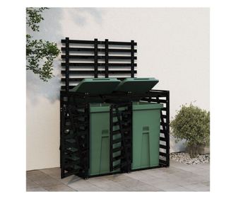 Dvostruka skladišna kutija za smeće, crna, masivno drvo bor