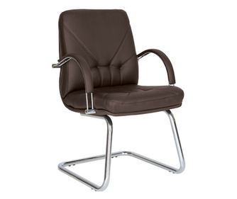 Καρέκλα συνεδρίου MAVIS CF LB STEEL CHROME, Σκούρο καφέ οικολογικό δέρμα