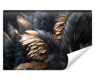 Fototapeta Abstraktní exkluzivní černé a zlaté peří módní moderní dekorace ideální do kanceláře  400x280cm