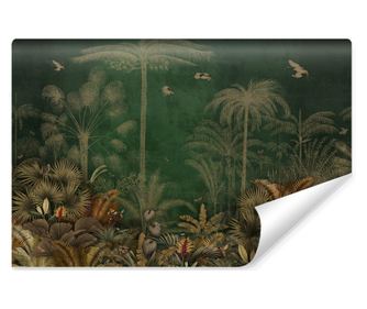 Fototapet Muralo verde, decor exotic in stil tropical model jungla pentru camera unui copil  400x280cm