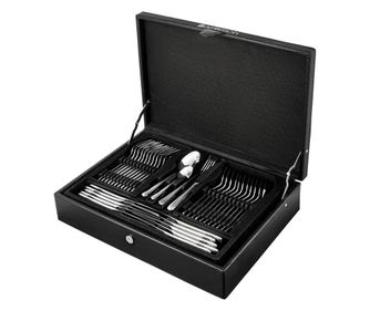 Set tacamuri inox, 72 piese, 12 persoane, ambalate in valiza, AMBITION Selene