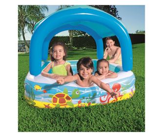 Piscină de joacă & baldachin, albastru, 140x140x114 cm, 52192
