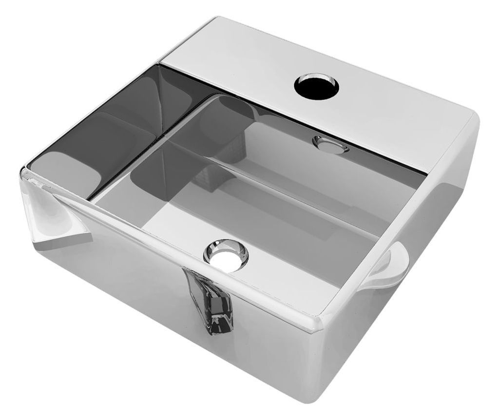 vidaXL Sink with Faucet Hole Silver 38x30x11.5 cm Ceramic