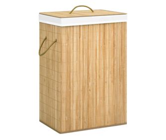 Coș de rufe din bambus cu 2 secțiuni, 72 L