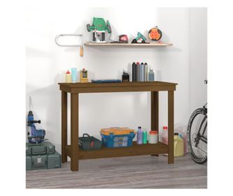 Banc de lucru, maro miere, 110x50x80 cm, lemn masiv pin