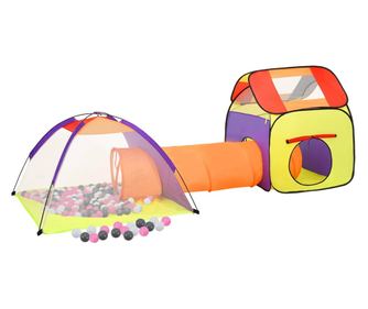 Dětský hrací stan s 250 míčky, vícebarevný, 338x123x111 cm
