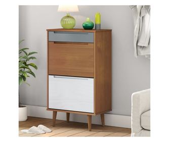 Ormarić za cipele, smeđi, 59,5x35x103 cm, masivno borovo drvo