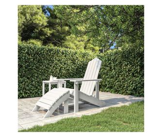 Bijela HDPE vrtna stolica Adirondack s osloncem za noge