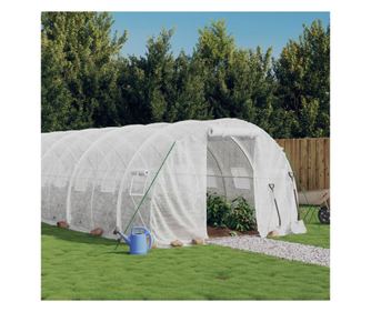 Staklenik s čeličnim okvirom, bijeli, 24 m², 8x3x2 m