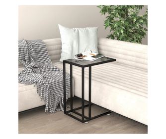 Masă laterală de calculator negru 50x35x65 cm sticlă securizată