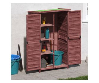 Αποθήκη Εργαλείων Κήπου Καφέ 83x57x140cm από Μασίφ Ξύλο Πεύκου