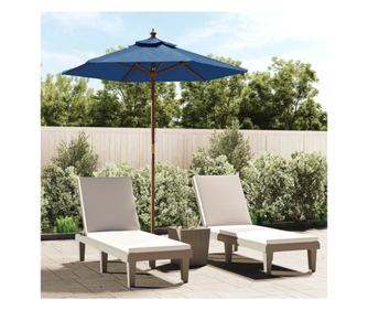 Ξύλινη Ομπρέλα Κήπου με Ιστό, Μπλε 196x231 εκ.