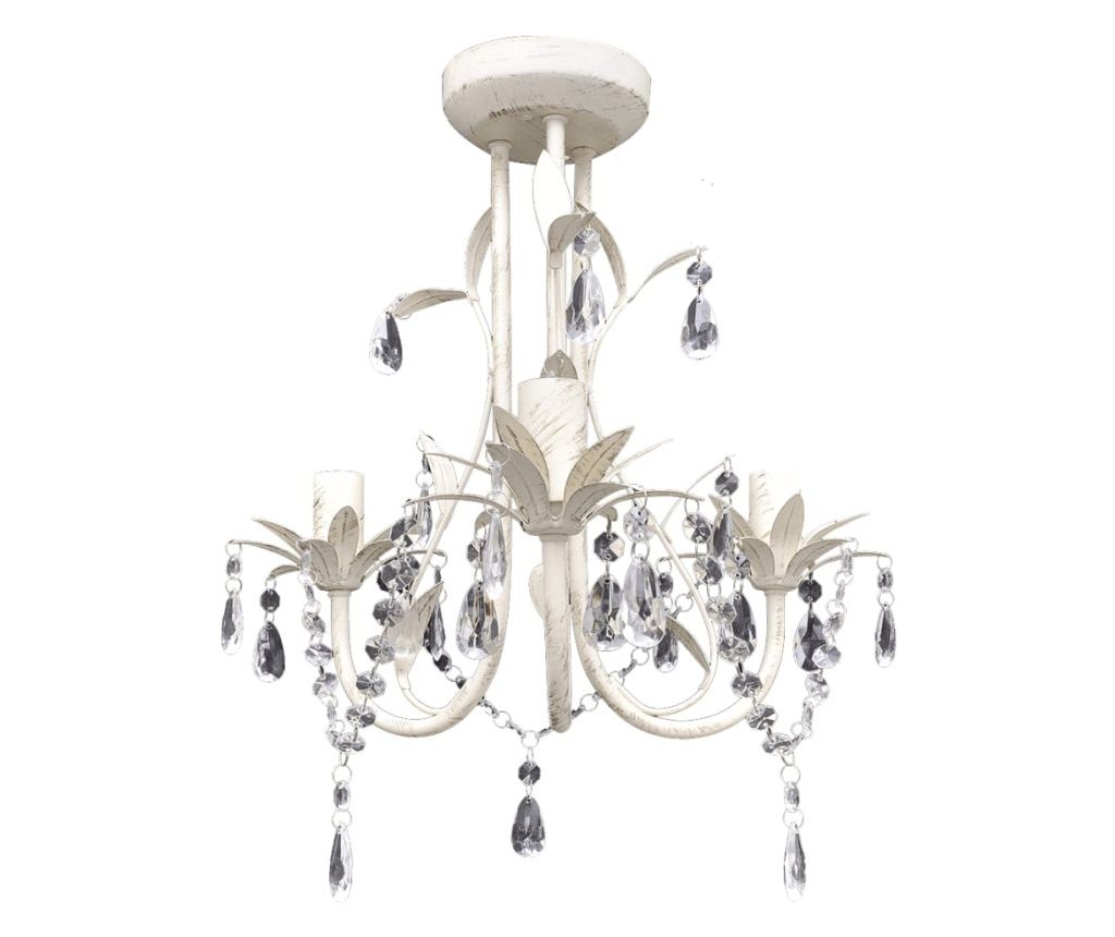 vidaXL Crystal Pendant Chandeliers 2 pcs. White Elegant