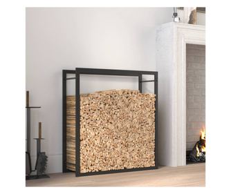 Stalak za drva, mat crni, 80x28x86 cm, čelik