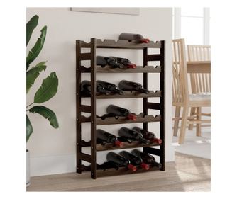 Suport sticle de vin, 30 sticle, negru, lemn masiv de pin
