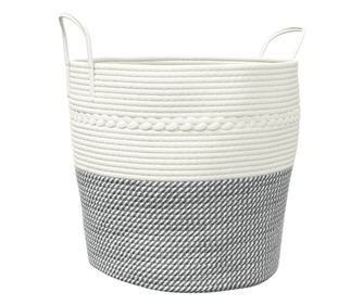 vidaXL Coș de depozitare, gri și alb, Ø43x38 cm, bumbac