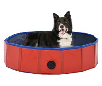 Piscină pentru câini pliabilă, roșu, 80 x 20 cm, PVC
