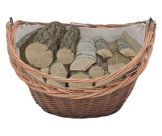 vidaXL Coș pentru lemne de foc cu mâner, natural, 60x44x55 cm, salcie