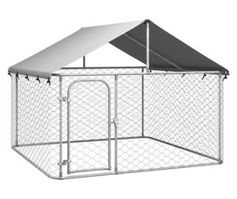 Padoc pentru câini de exterior, cu acoperiș, 200x200x150 cm