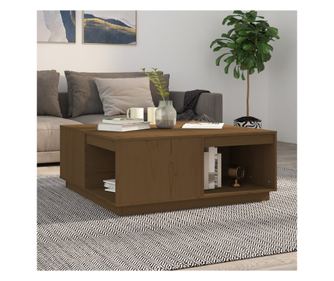 Kavni mizici, medena rjava, 100x101x40,5 cm, masivno borovo leso