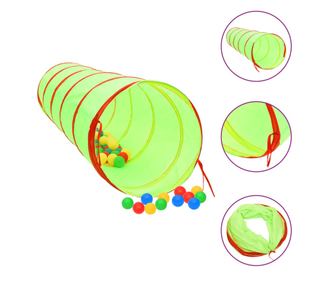 Herní tunel pro děti, zelený, 175 cm, polyester