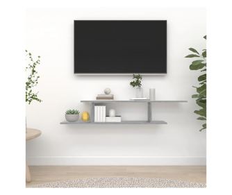 Sonoma szürke falra szerelhető TV-szekrény 125x18x23 cm fa