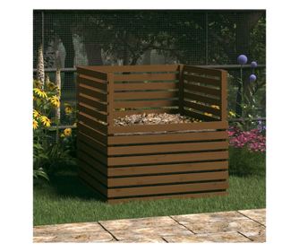 Composter, honey brown, 100x100x102 cm, μασίφ ξύλο πεύκου