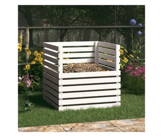 Composter, λευκό, 80x80x78 εκ., μασίφ ξύλο πεύκου