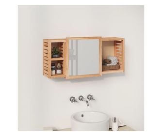 Ormar s ogledalom, 80x17x34 cm, masivno drvo oraha