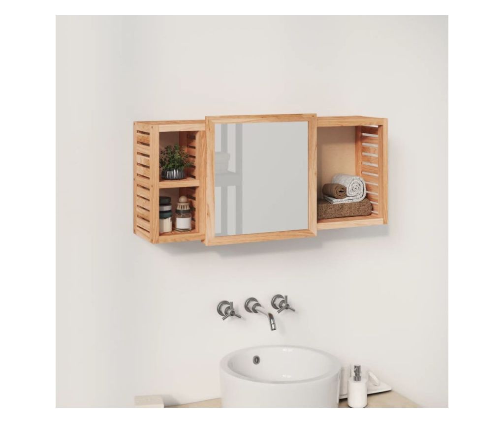 Dulap cu oglindă, 80x17x34 cm, lemn masiv de nuc