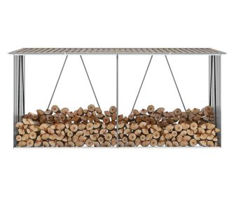 Șopron depozitare lemne, maro, 330x84x152 cm, oțel galvanizat