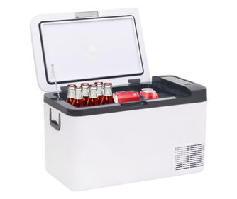 Hladnjak s ručkom i adapterom, crno-bijeli, 18 L, PP i PE