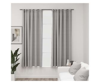 Neprozirne zavjese s kukama, 2 kom, sive, 140x175 cm