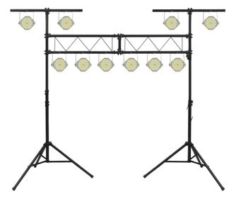 Stojalo za reflektor, črno, 338x115x(180-300) cm, jeklo